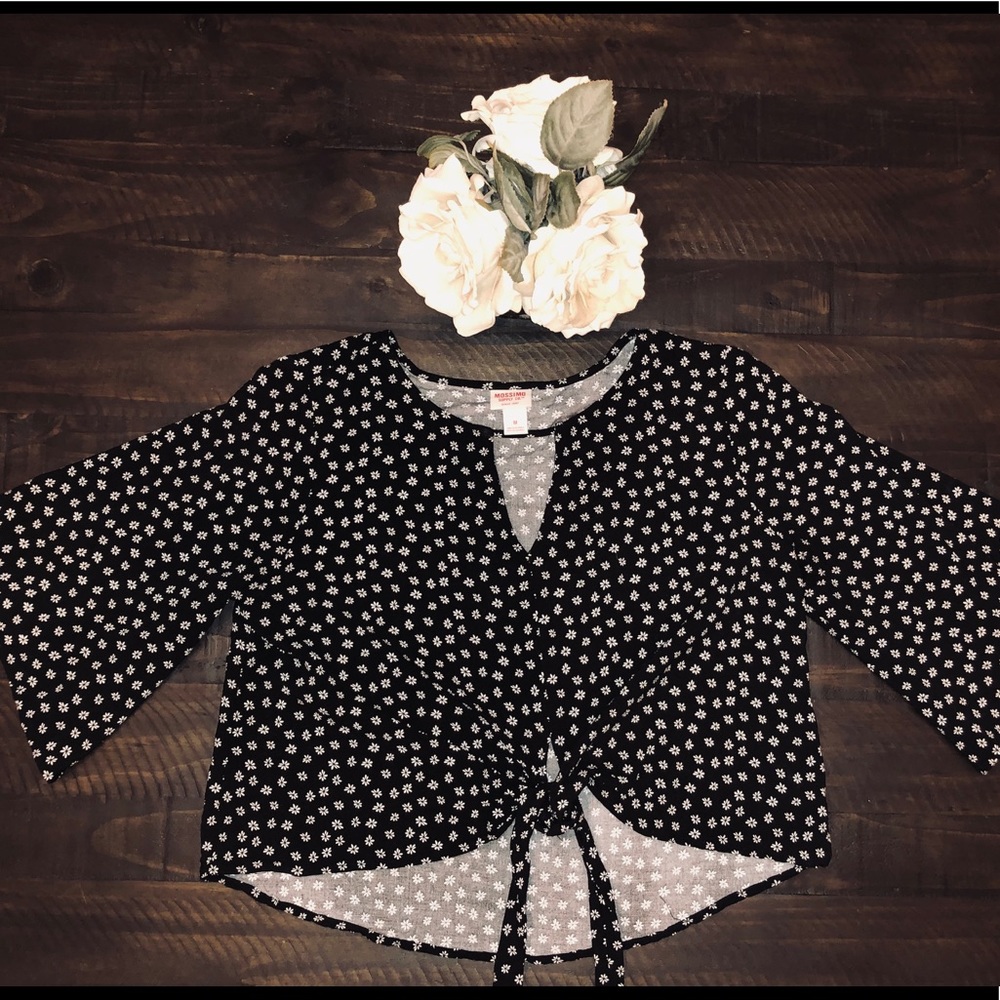 Black and white floral blouse